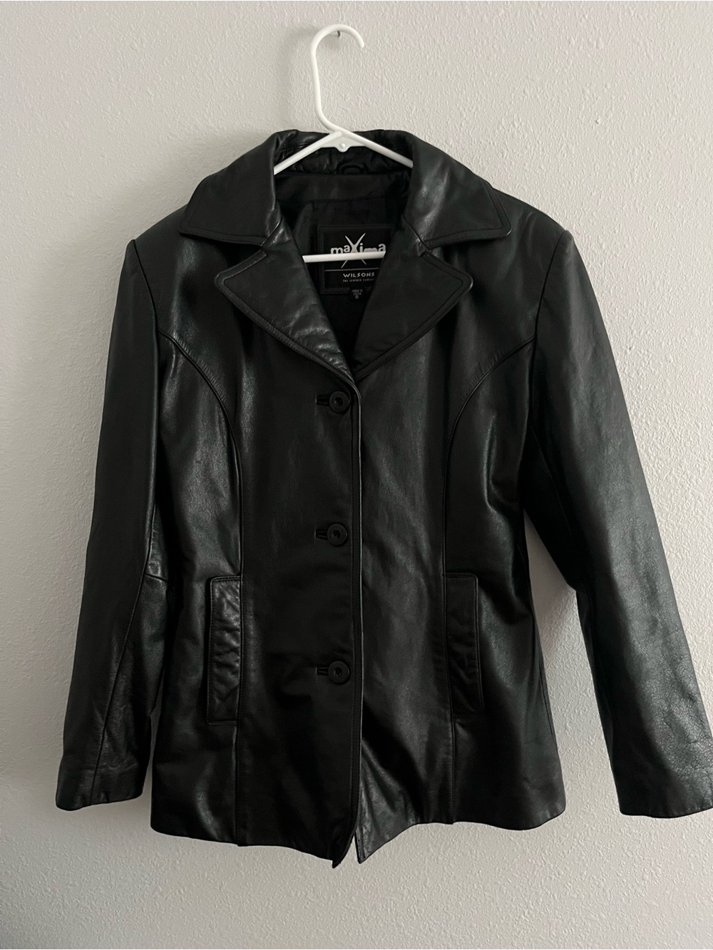 Wilsons Leather Maxima Women’s Black Leather Button Lined Jacket Size Small
